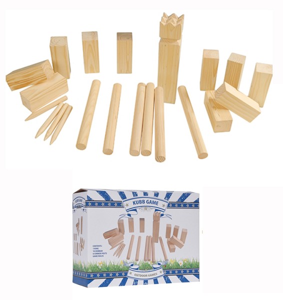 Kubb spel groot hout 21-delig. Koning De Zwolse Giftshop