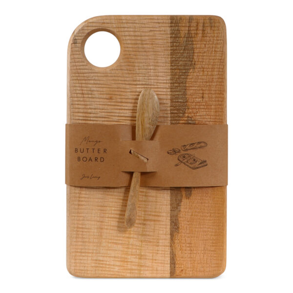 JENS Living Mango Boterbord Met Mes Naturel