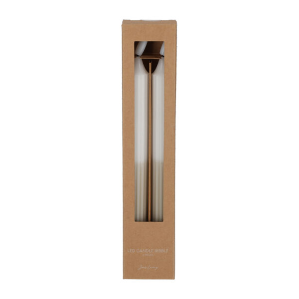 JENS Living LED Dinerkaars Ribbel Wit/Taupe /2 - Afbeelding 2