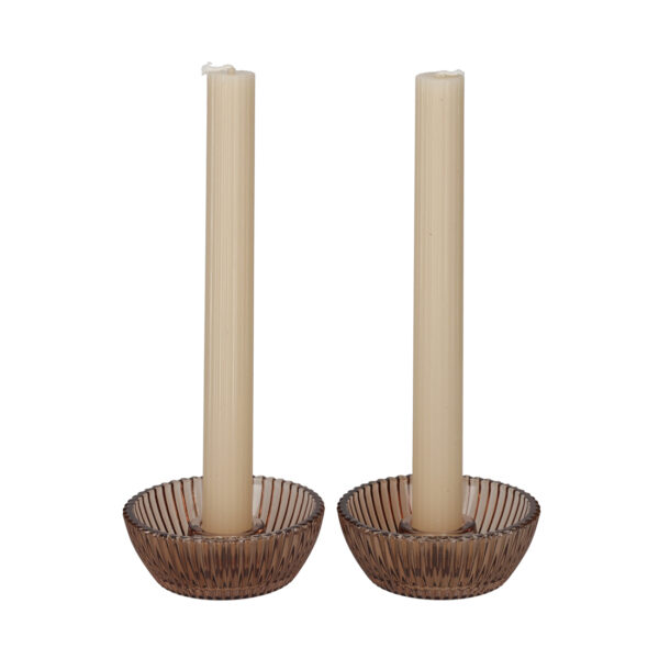 JENS Living Giftset Kandelaar + Kaars Bruin /2 - Afbeelding 2