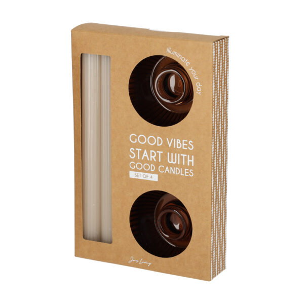 JENS Living Giftset Kandelaar + Kaars Bruin /2 - Afbeelding 5