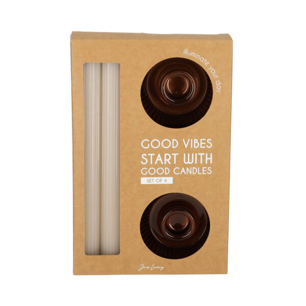 JENS Living Giftset Kandelaar + Kaars Bruin /2 - Afbeelding 6