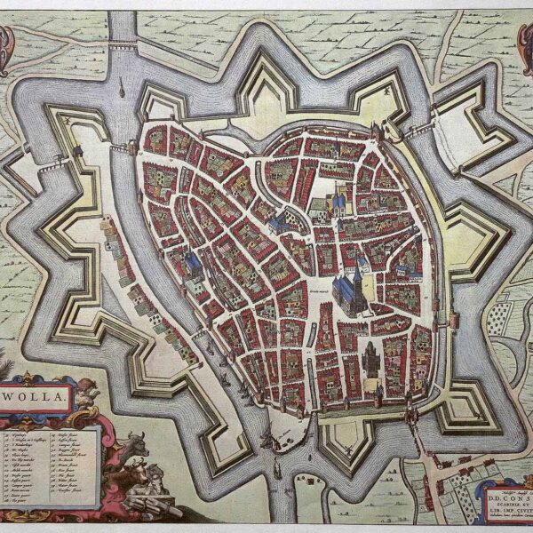 Historische kaart van Zwolle incl. Afstandhouders (set van 4)